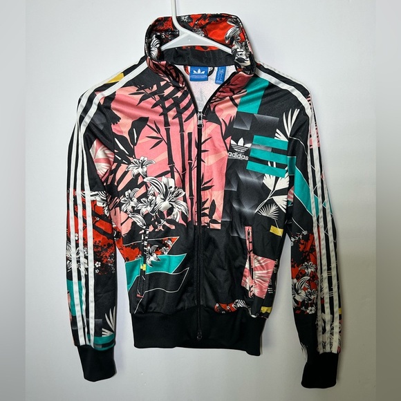 Adidas Originals Firebird floral print x-small women’s full zip jacket - Picture 5 of 6